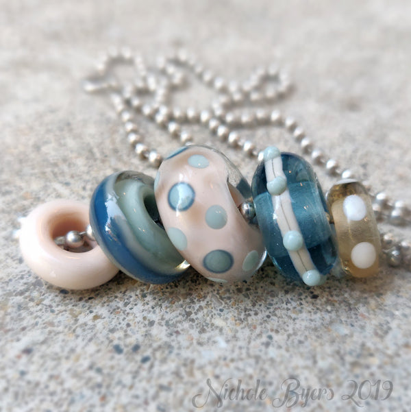 Beach Party - Sand & Surf Big Hole Beads (Set of 5)