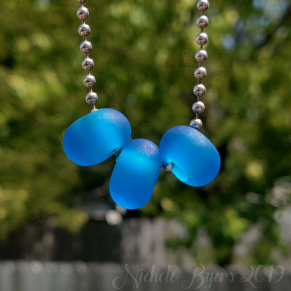 Beachy Glass - Dark Aqua Glass Lampwork Big Hole Beads