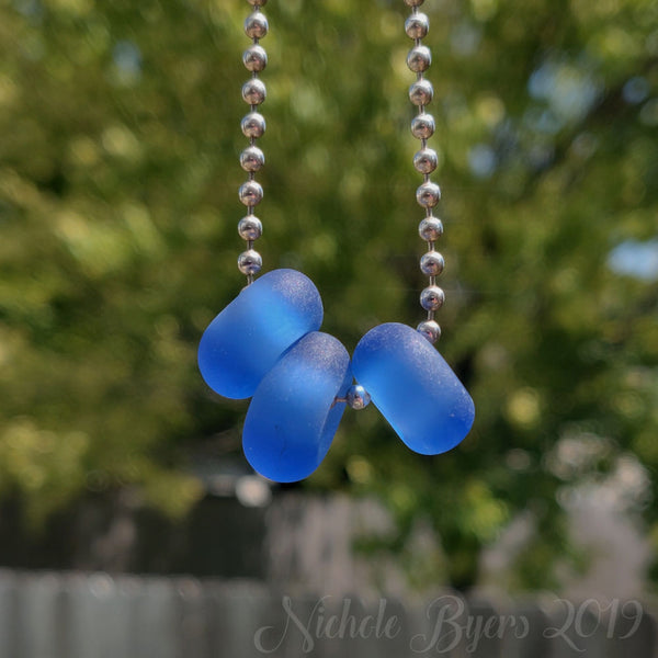 Beachy Glass - Dark Blue Lampwork Glass Big Hole Beads