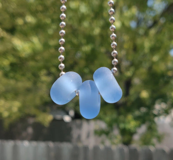 Beachy Glass - Light Blue Lampwork Glass Beads (big hole)