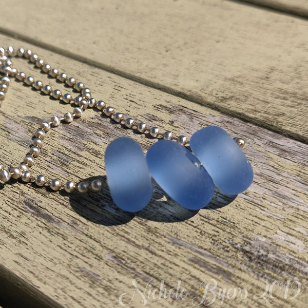 Beachy Glass - Light Blue Lampwork Glass Beads (big hole)