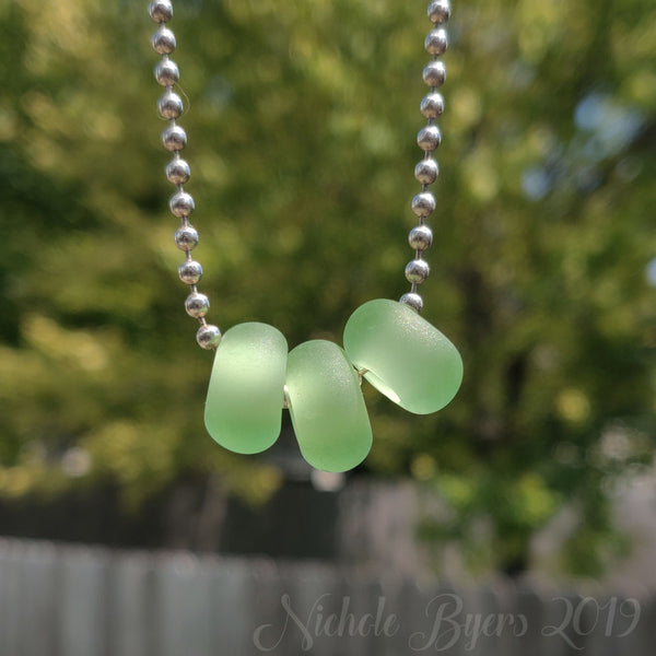 Beachy Glass - Light Apple Lampwork Glass Beads (big hole)