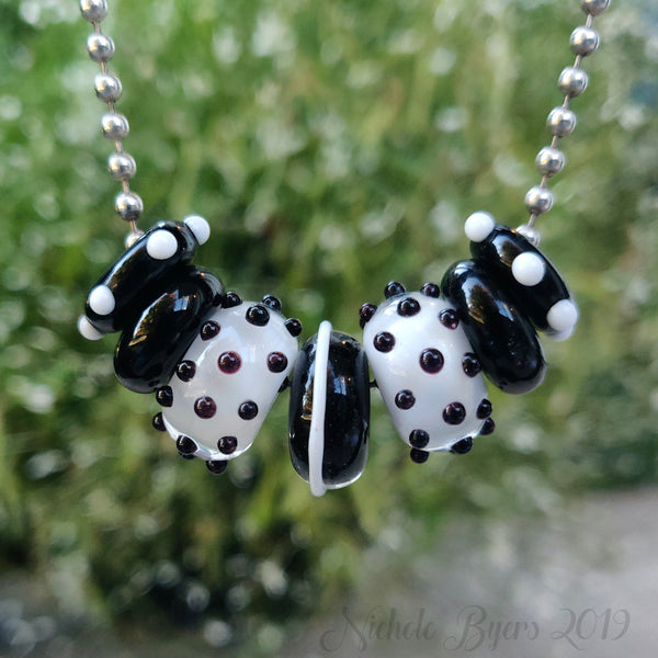 Black and White Big Hole Beads (Set of 7)
