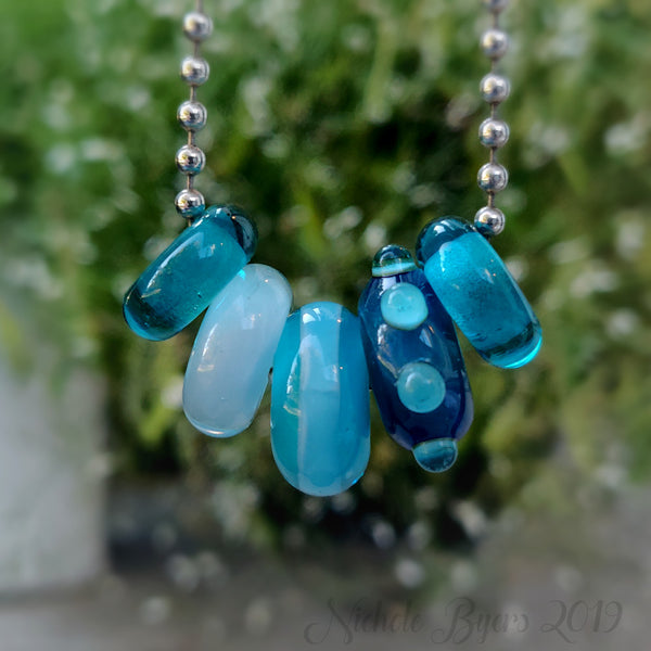 Lt Teal Blue Pool Party Big Hole Beads (Set of 5)