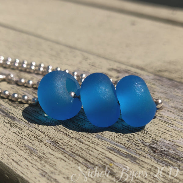 Beachy Glass - Dark Aqua Glass Lampwork Big Hole Beads