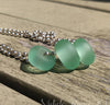 Beachy Glass - Pale Emerald Lampwork Beads (big hole)