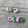 Preppy Green and Pink Big Hole Beads (Set of 4)