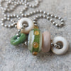 Green and Ivory Big Hole Beads (Set of 5)