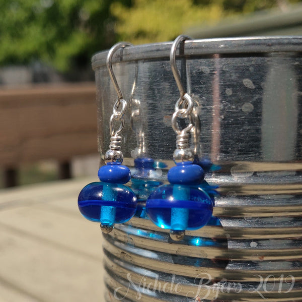 Pool Party - Blue Dangle Earrings